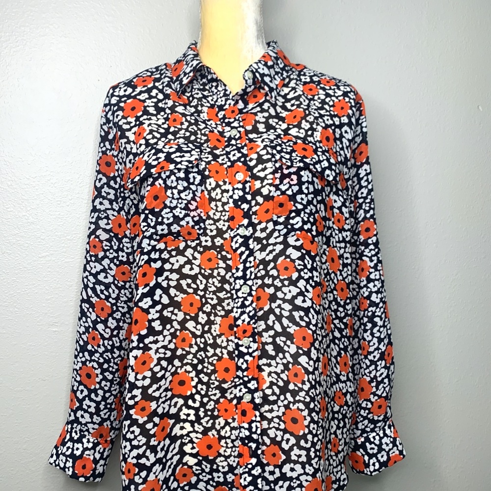 Banana Republic Sheer Floral Blouse M